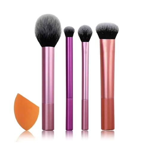 Pinselset Makeup Set 5-teilig,Make-up-Schwamm-Set,4 Schminkpinsel + 1 Make-up Schwamm,Make-Up Pinsel & Zubehör,Dichte Pinselhaare für Foundation, Lidschatten,Highlighter von Chenzvora