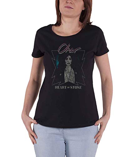 Cher T Shirt Heart of Stone Logo Nue offiziell Damen Skinny Fit Schwarz L von Cher