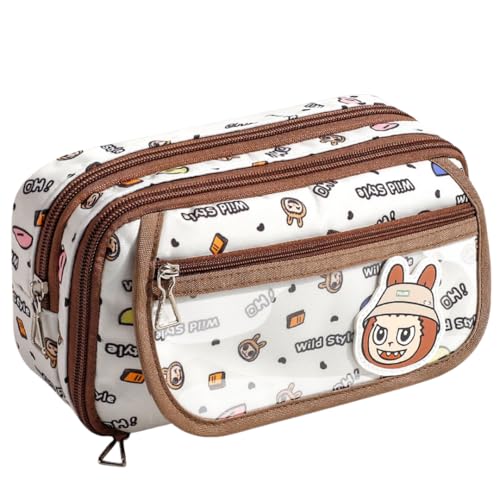 Chereda Federmäppchen, großes Federmäppchen mit 6 Fächern, Schreibwaren-Organizer für Jungen und Mädchen, ästhetisches Federmäppchen, geeignet für Kinder, Jugendliche, Studenten, Frauen, Männer, braun von Chereda