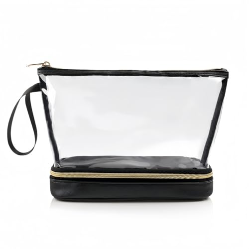 Chereda Make-up-Tasche, kleine Reise-Make-up-Tasche mit Pinsel-Organizer-Fächern, transparente Kosmetiktaschen, Urlaubs-Essentials für Frauen von Chereda