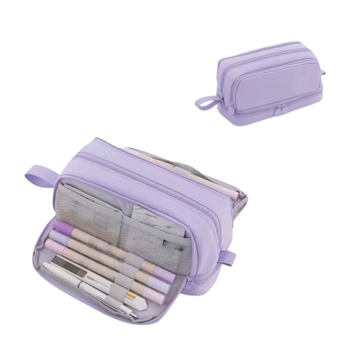 Federmäppchen, großes Federmäppchen mit 4 Fächern, Schreibwaren-Organizer für Jungen und Mädchen, ästhetisches Federmäppchen, geeignet für Kinder, Jugendliche, Studenten, Frauen, Männer, violett, von Chereda