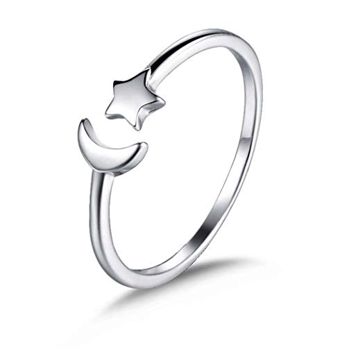 Offener Halbmond Stern verstellbarer Ring Neuer 925 Sterling Silber Ring von Chereda