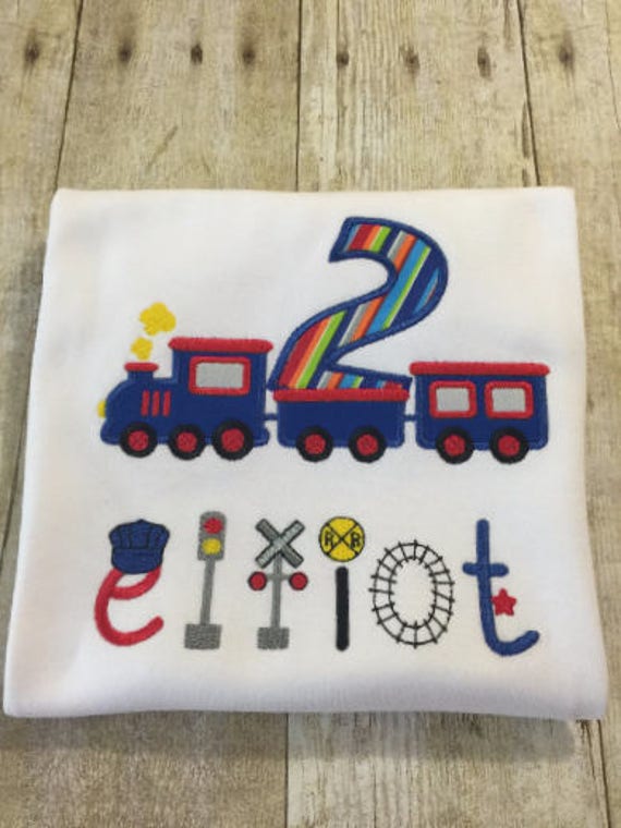 Personalisierte Zug Geburtstag Shirt von CheriEmbroidery