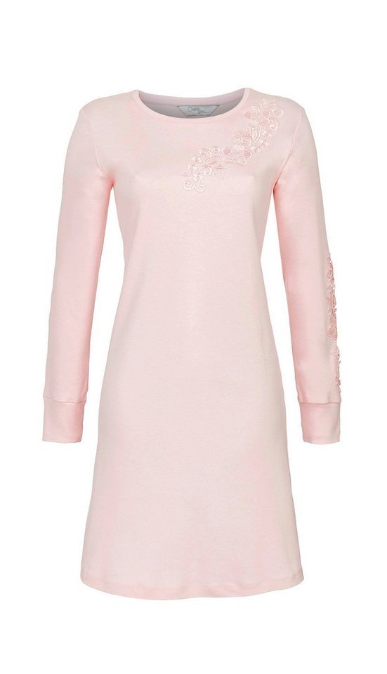 Chérie Line Nachthemd mit aufgesetzter Spitze am Ausschnitt und dem linken Ärmel Applizierte Spitze am Ausschnitt von Chérie Line