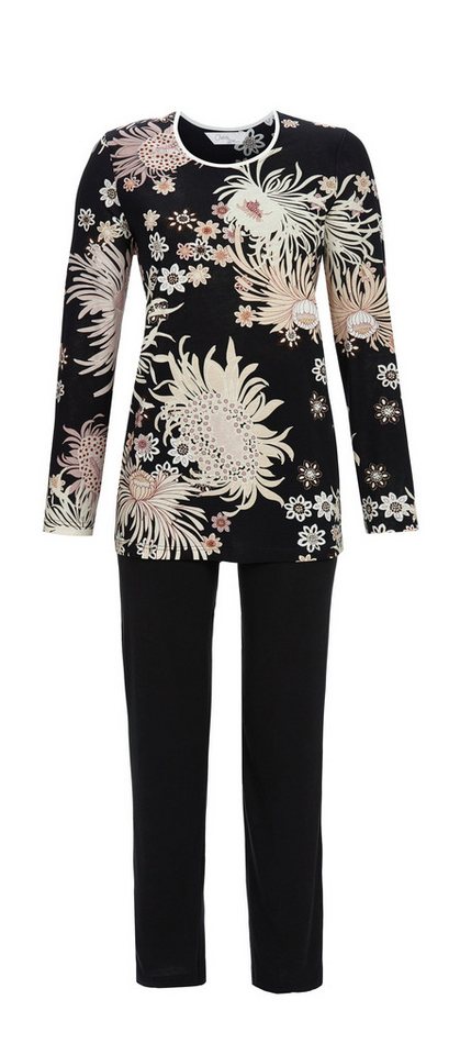Chérie Line Pyjama mit Blumenallover-Oberteil und unifarbiger Hose von Chérie Line
