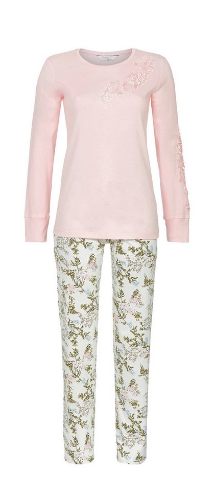 Chérie Line Pyjama mit aufgesetzter Spitze am Ausschnitt und auf dem linken Ärmel von Chérie Line