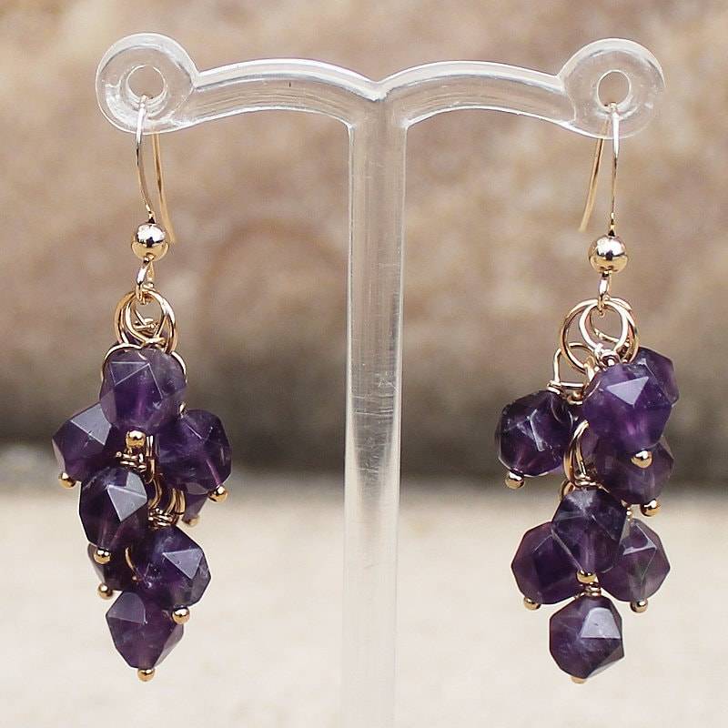 Facettierte Lila Edelsteincluster Ohrringe | Gold, Rosegold Oder 925 Sterling Silber Natürlicher Lila Amethyst Februar Geburtsstein Facettierte Lila Edelsteincluster Ohrringe | Gold, Rosegold Oder 925 Sterling Silber Natürlicher Lila Amethyst Februar Geburtsstein von CherishByFiona