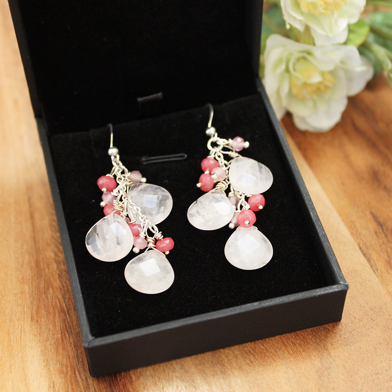 Facettierte Rosa Edelstein-Cluster Ohrringe | 925Er Silber Rosenquarz & Wassermelonenturmalin Facettierte Rosa Edelstein-Cluster Ohrringe | 925Er Silber Rosenquarz & Wassermelonenturmalin von CherishByFiona