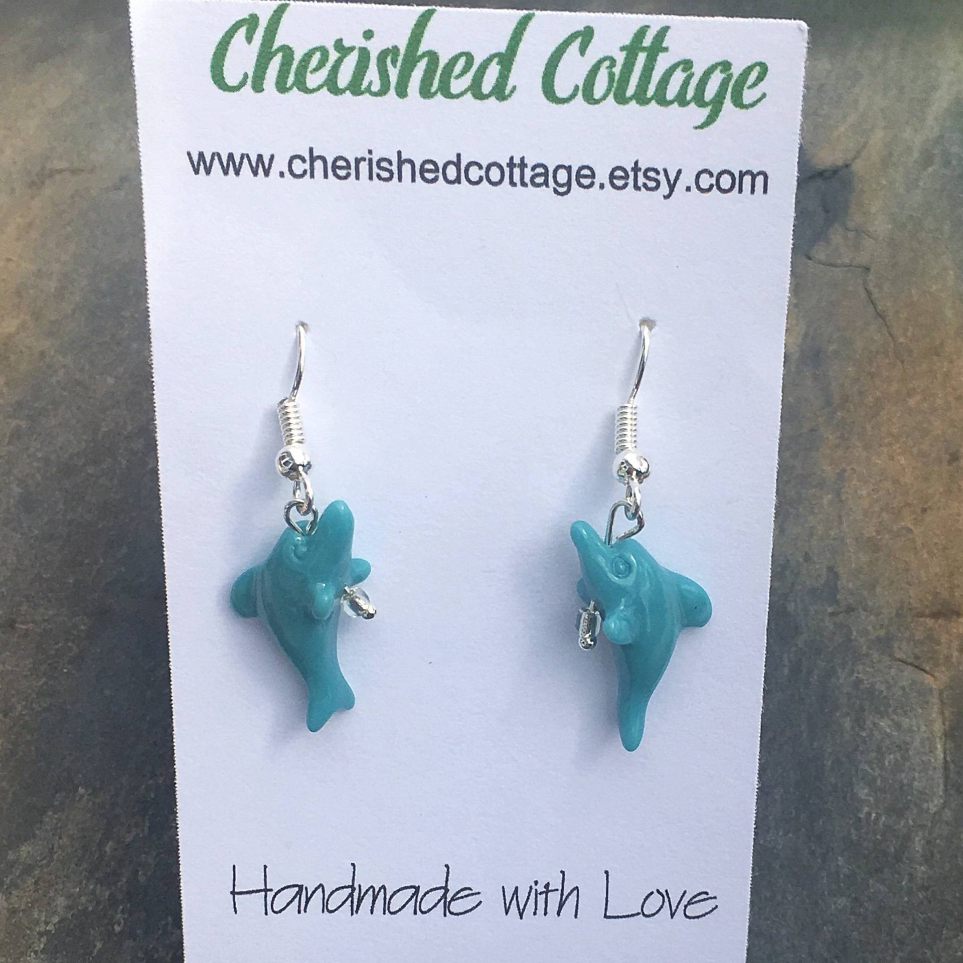 Delfin Ohrringe - Delphin Blau Schmuck Ozean Meer von CherishedCottage