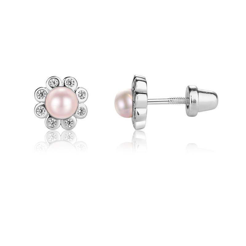 Kleine Mädchen Sterling Silber Rosa Süßwasserperlen Knopf Ohrringe Mit Schraubverschlüssen, Kleinkinder, Kinder Perlenstecker, Nickelfrei von CherishedMomentShop