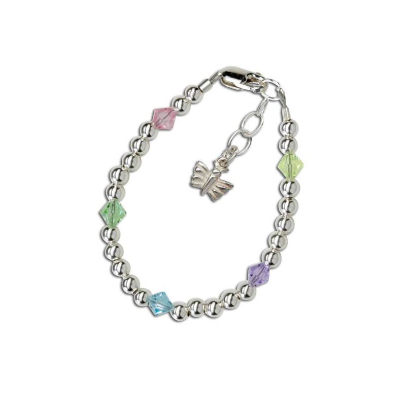 Regenbogen Kristalle Mit Schmetterling Charm Armband Sterling Silber & Für Kleine Mädchen Geburtstag, Blumenmädchen, Enkelin Geschenk Schmuck von CherishedMomentShop