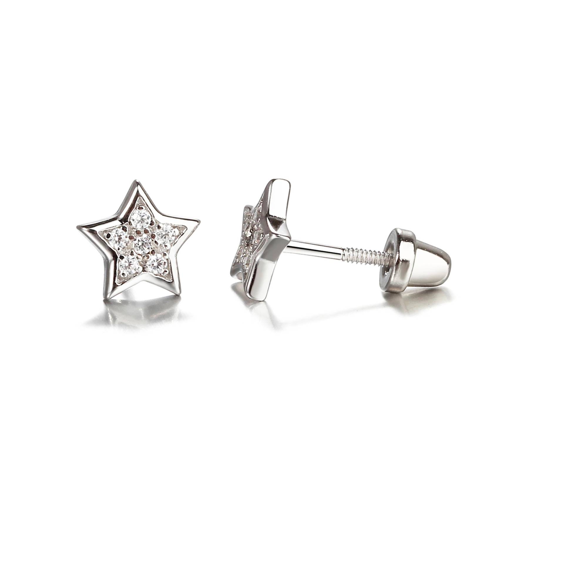 Sterling Silber Stern Ohrstecker Mit Czs Und Schraubenverschlüsse Für Babys, Kleinkinder, Kleine Mädchen, Kinder Hypoallergen, Nickelfreie Ohrringe von CherishedMomentShop