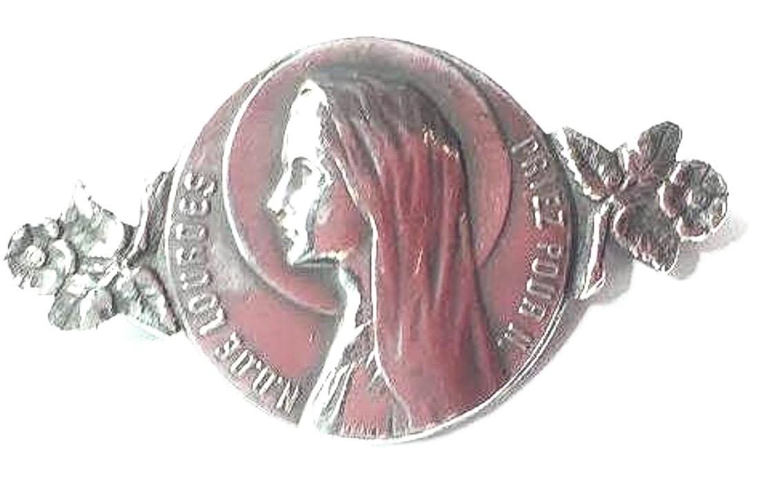 Vintage Silber Brosche Unserer Lieben Frau Von Notre Dame Beten Sie Für Uns Religiöser Schmuck von CherishedSaints