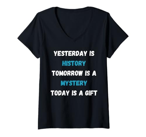 Damen Motivierendes Design mit inspirierenden Zitaten von Today is A Blessing T-Shirt mit V-Ausschnitt von Cherishing Every Day Motivation Spiritual Apparel