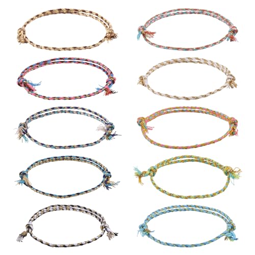 Cheriswelry 50 Stück geflochtene Kordel-Armbänder, verstellbare Armbänder, Fußkettchen, handgefertigtes geflochtenes Armband, Kordel, handgefertigte Baumwoll-Wellen-Armbänder für Frauen von Cheriswelry
