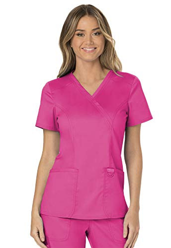 Cherokee Damen Kasack Top Revolution - Mock-Wrap Design mit Taschen - WWE610 - Electric Pink - 3XL von Cherokee