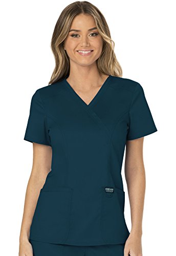 Cherokee Damen OP-Oberteil Revolution - Kasack Oberteil - OP-Oberteil - Klinik-Hemd - Klinikkleid - Schlupfkasack - Weicher Stretch - Scrubs - Medizinische Berufsbekleidung - Karibik Blau - XL von Cherokee