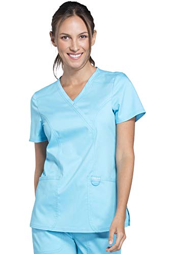 Cherokee Damen OP-Oberteil Revolution - Kasack Oberteil - OP-Oberteil - Klinik-Hemd - Klinikkleid - Schlupfkasack - Weicher Stretch - Scrubs - Medizinische Berufsbekleidung - Türkis - 2XL von Cherokee