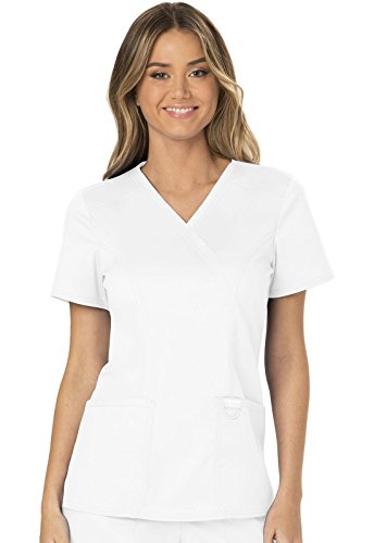 Cherokee Damen OP-Oberteil Revolution - Kasack Oberteil - OP-Oberteil - Klinik-Hemd - Klinikkleid - Schlupfkasack - Weicher Stretch - Scrubs - Medizinische Berufsbekleidung - Weiß - 2XL von Cherokee