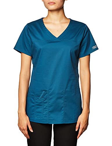 Cherokee Damen Schlupfkasack Arbeitskleidung Core Stretch V-Ausschnitt 4727, Blau (Caribbean Blue), Mittel von Cherokee