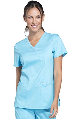 Cherokee Damen Kasack Top Revolution - Mock-Wrap Design mit Taschen - WWE610 - Türkis - 3XL von Cherokee