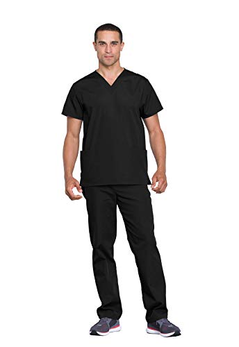 Cherokee Damen Unisex Top and Scrub Pant Medizinische Berufskleidung-Set, Schwarz, XX-Large von Cherokee