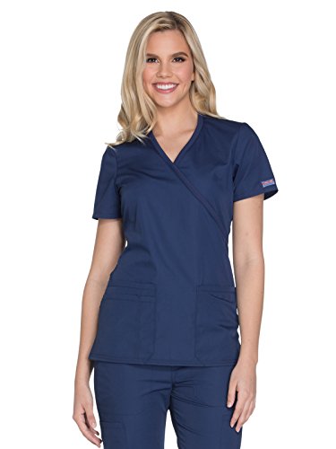 Cherokee Damen Workwear Core Stretch Mock Wrap Scrubs Shirt Medizinische Berufskleidung, Navy, Klein von Cherokee