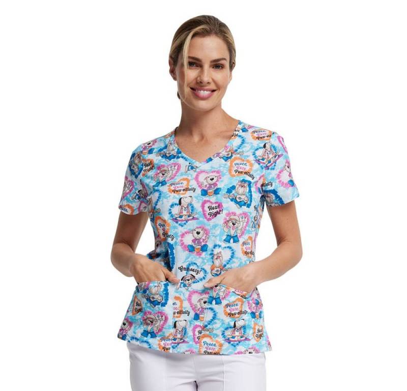 Cherokee Funktionsbluse Bunt bedruckter Damen Kasack "Lustige Hunde" Kasack mit Motiv von Cherokee