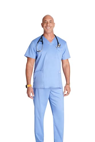 Cherokee Herren Kasack Top Revolution - V-Ausschnitt mit Taschen - WWE670 - Ciel - 2XL von Cherokee