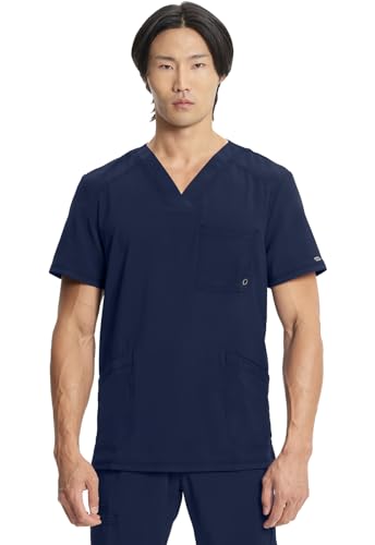 Cherokee Herren OP-Oberteil Rippenstrick-Rückenteile - Kasack Oberteil - OP-Oberteil - Klinik-Hemd - Klinikkleid - Schlupfkasack - Scrubs - Medizinische Berufsbekleidung - Navy - L von Cherokee