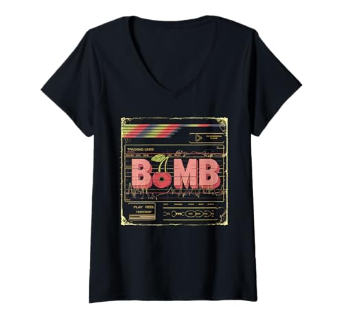 Damen Cherry Bomb TShirt Frauen Männer Kirschen Roller Derby T-Shirt mit V-Ausschnitt Damen Cherry Bomb TShirt Frauen Männer Kirschen Roller Derby T-Shirt mit V-Ausschnitt von Cherry Bomb TShirt Frauen Männer Kirschen