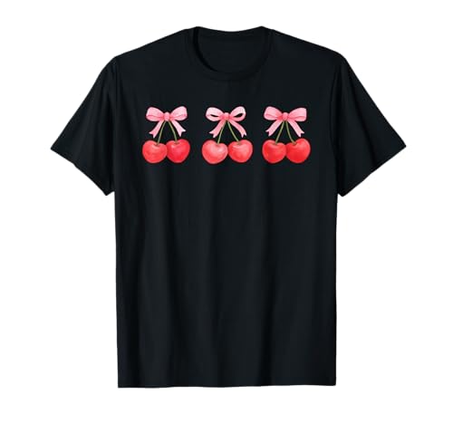 Kokette Schleife ästhetisch Rot Kirsche Rosa Kirschen Mädchen Frauen T-Shirt Kokette Schleife ästhetisch Rot Kirsche Rosa Kirschen Mädchen Frauen T-Shirt von Cherry Coquette Bow Kawaii Cherries Youth Teens