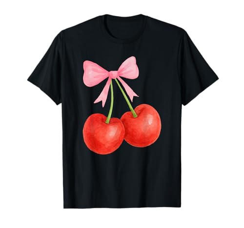Kokette Schleife ästhetisch Rot Kirsche Rosa Kirschen Mädchen Frauen T-Shirt Kokette Schleife ästhetisch Rot Kirsche Rosa Kirschen Mädchen Frauen T-Shirt von Cherry Coquette Bow Kawaii Cherries Youth Teens
