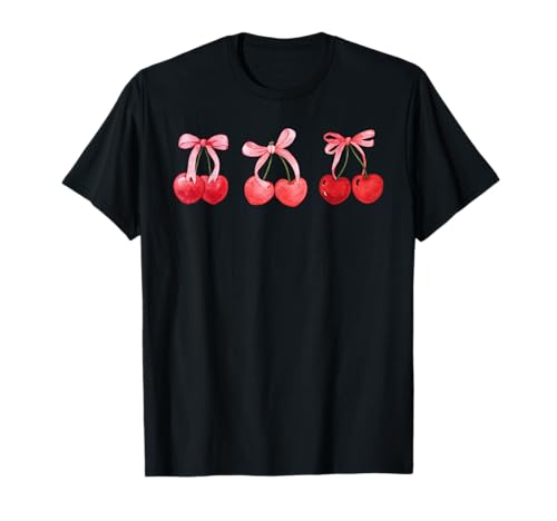 Kokette Schleife ästhetisch Rot Kirsche Rosa Kirschen Mädchen Frauen T-Shirt Kokette Schleife ästhetisch Rot Kirsche Rosa Kirschen Mädchen Frauen T-Shirt von Cherry Coquette Bow Kawaii Cherries Youth Teens