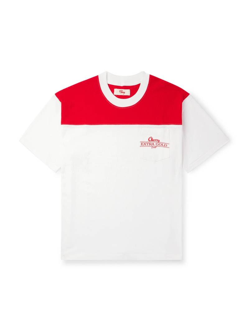 Cherry Los Angeles - Colour-Block Logo-Embroidered Cotton-Jersey T-Shirt - Men - White - XL von Cherry Los Angeles