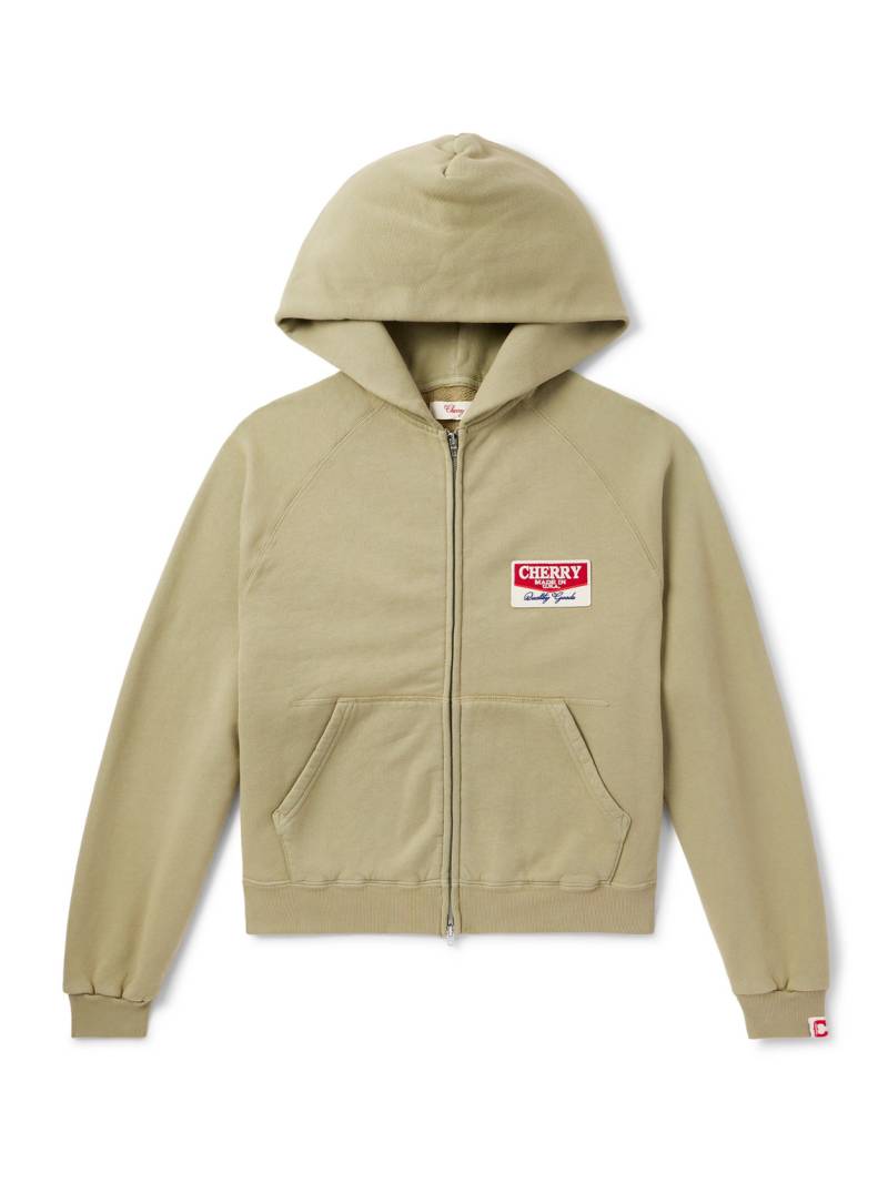 Cherry Los Angeles - Desert Gecko Logo-Appliquéd Printed Cotton-Jersey Zip-Up Hoodie - Men - Green - S von Cherry Los Angeles