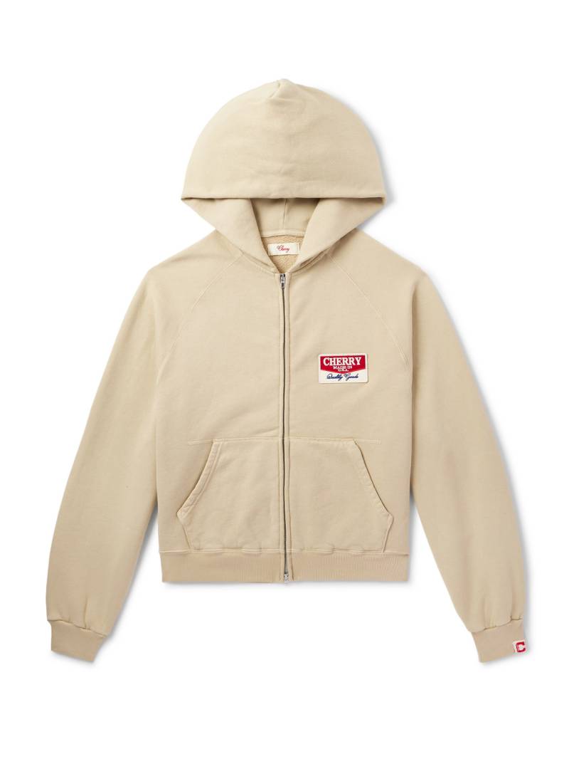 Cherry Los Angeles - Desert Gecko Logo-Appliquéd Printed Cotton-Jersey Zip-Up Hoodie - Men - Neutrals - L von Cherry Los Angeles