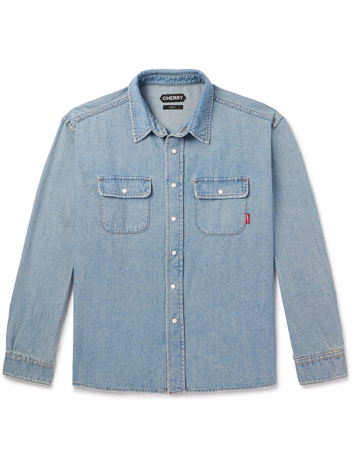 Cherry Los Angeles - Embroidered Denim Overshirt - Men - Blue - L von Cherry Los Angeles