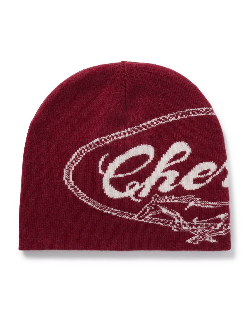 Cherry Los Angeles - Horse Power Logo-Jacquard Wool and Cashmere-Blend Beanie - Men - Red von Cherry Los Angeles