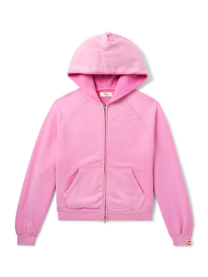 Cherry Los Angeles - Logo-Appliquéd Cotton-Jersey Zip-Up Hoodie - Men - Pink - M von Cherry Los Angeles