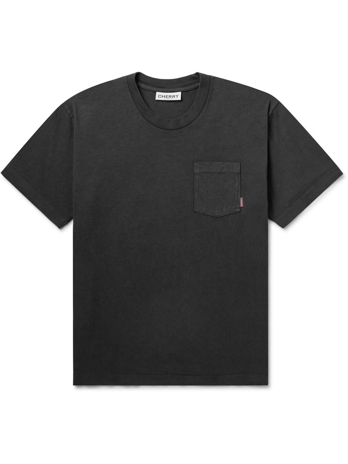 Cherry Los Angeles - Logo-Appliquéd Garment-Dyed Cotton-Jersey T-Shirt - Men - Black - M von Cherry Los Angeles