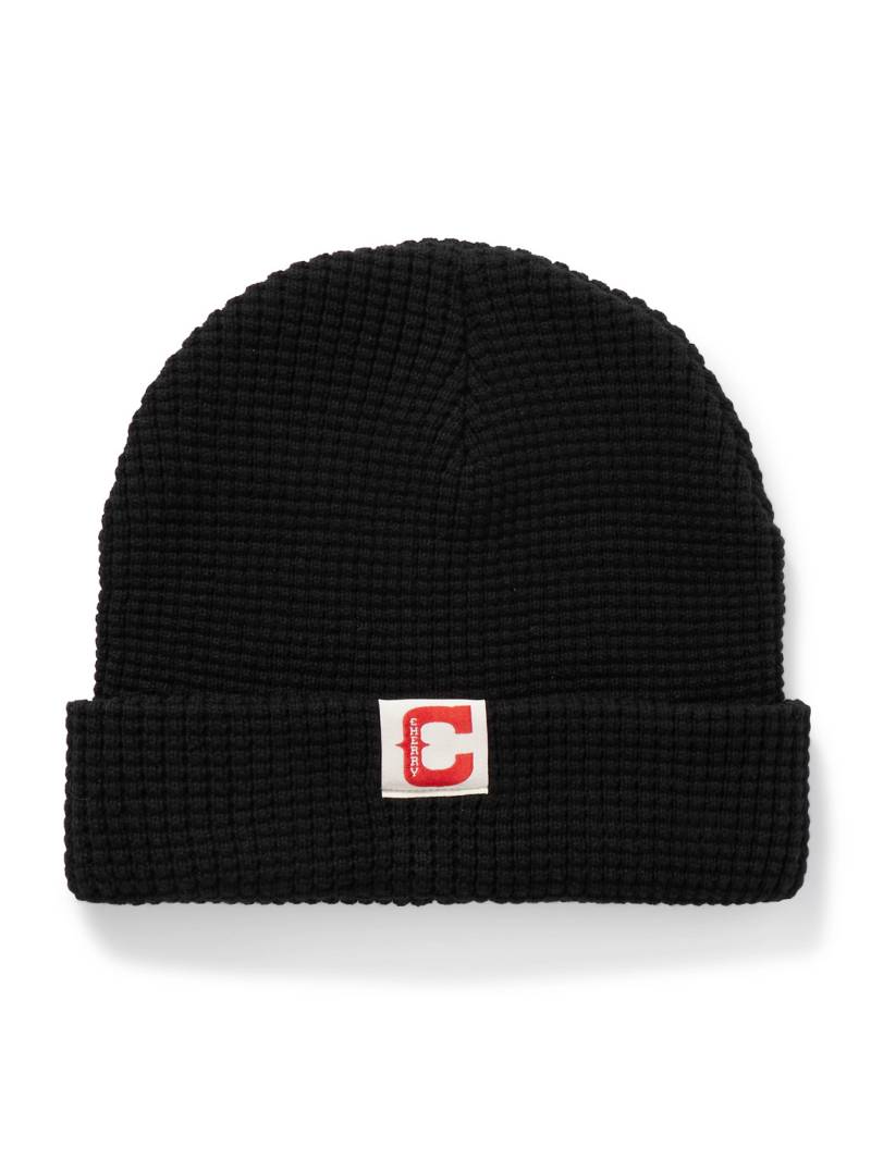 Cherry Los Angeles - Logo-Appliquéd Waffle-Knit Cotton Beanie - Men - Black von Cherry Los Angeles