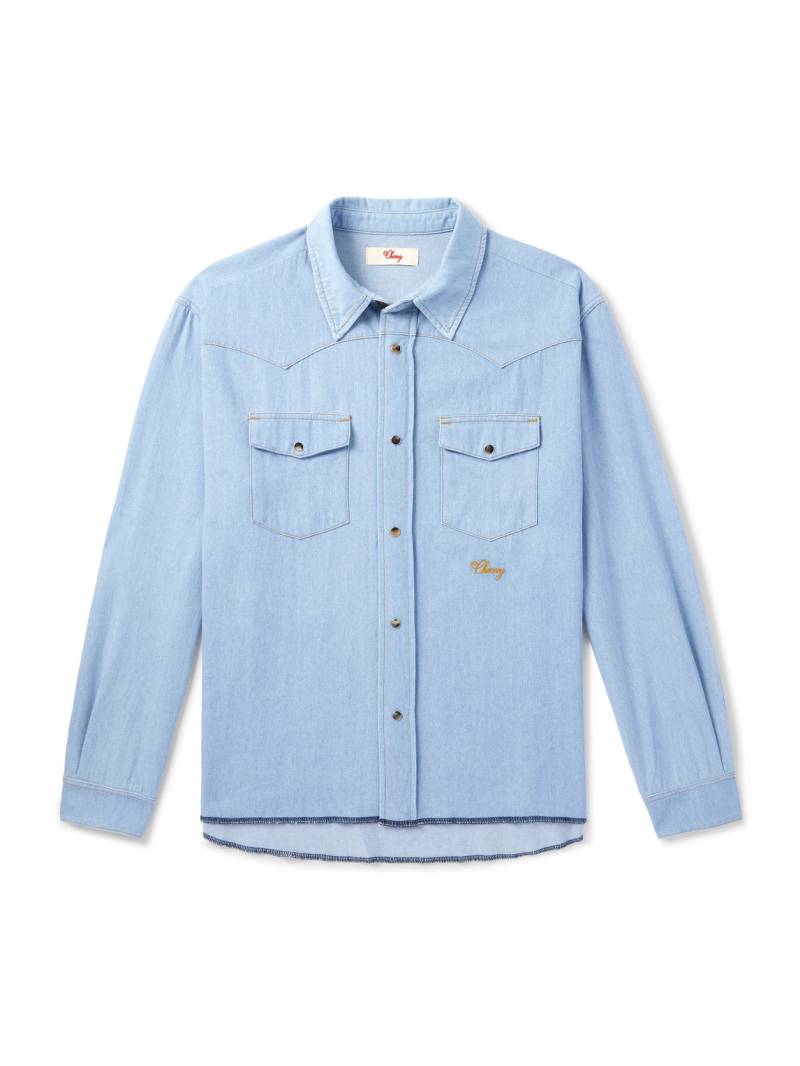 Cherry Los Angeles - Logo-Embroidered Cotton-Chambray Western Shirt - Men - Blue - XXL von Cherry Los Angeles
