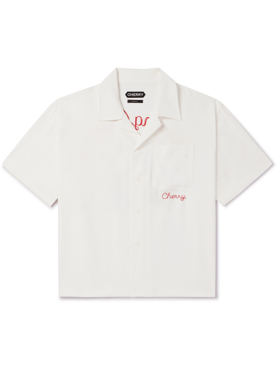 Cherry Los Angeles - Logo-Embroidered TENCEL™ Lyocell shirt - Men - Neutrals - L von Cherry Los Angeles