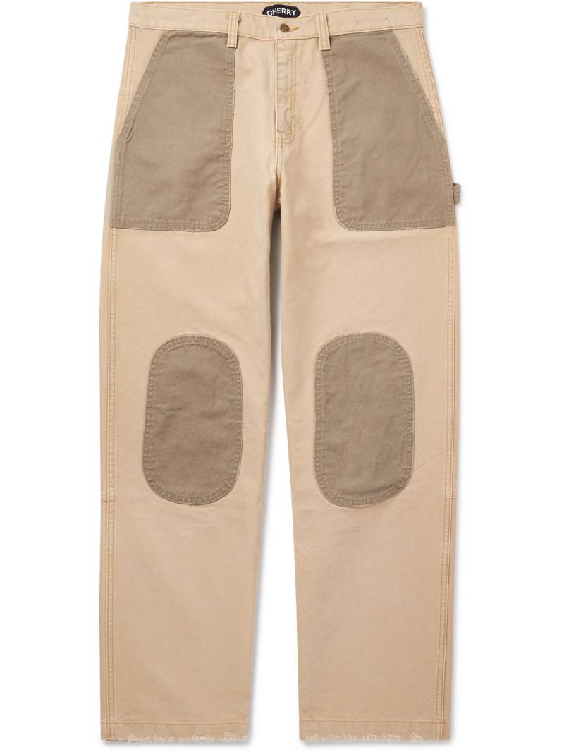 Cherry Los Angeles - Safari Straight-Leg Distressed Two-Tone Cotton-Canvas Trousers - Men - Neutrals - UK/US 28 von Cherry Los Angeles