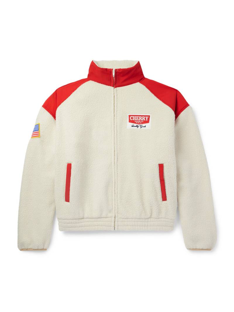 Cherry Los Angeles - Shell-Trimmed Logo-Appliquéd Fleece Jacket - Men - Neutrals - XL von Cherry Los Angeles