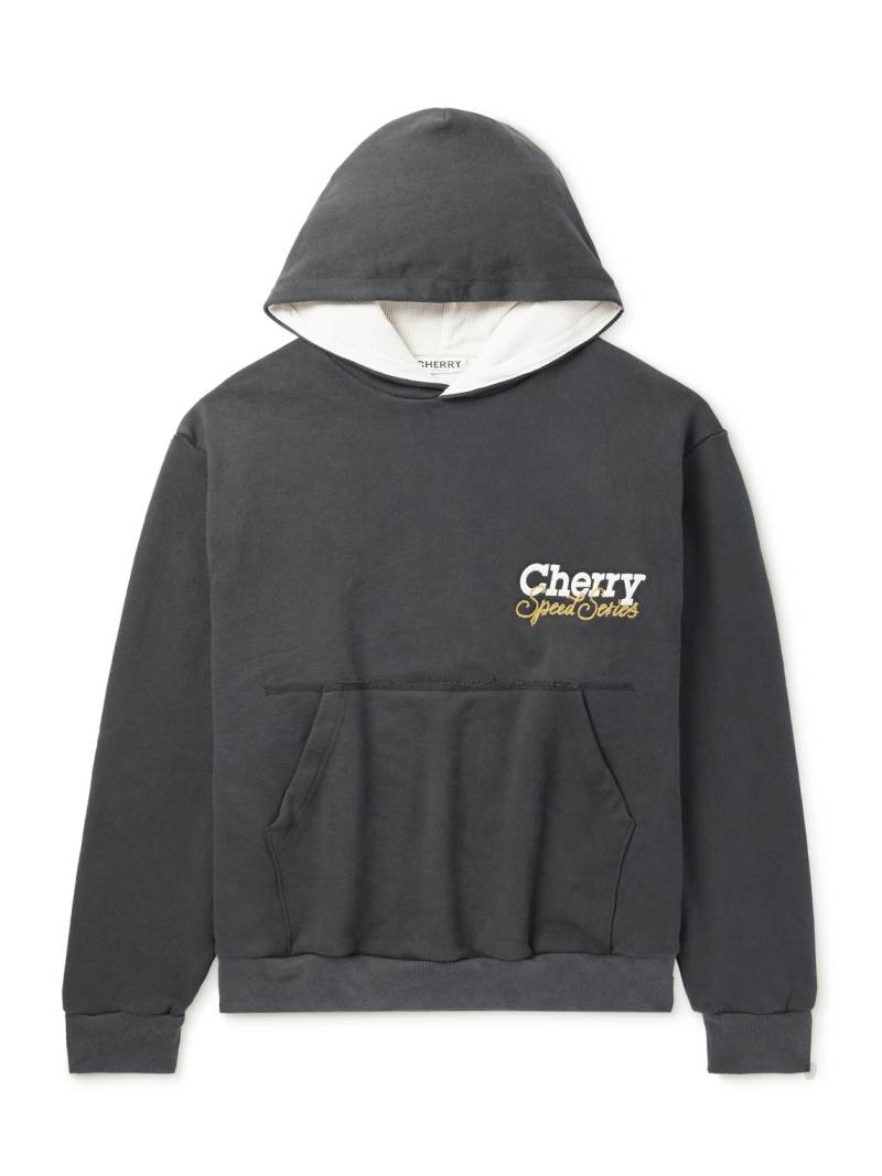 Cherry Los Angeles - Speed Series Garment-Dyed Printed Cotton-Jersey Hoodie - Men - Gray - XS von Cherry Los Angeles