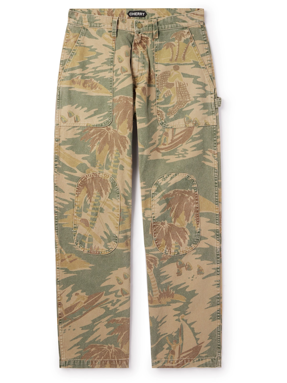 Cherry Los Angeles - Straight-Leg Camouflage-Print Cotton-Canvas Trousers - Men - Green - UK/US 28 von Cherry Los Angeles