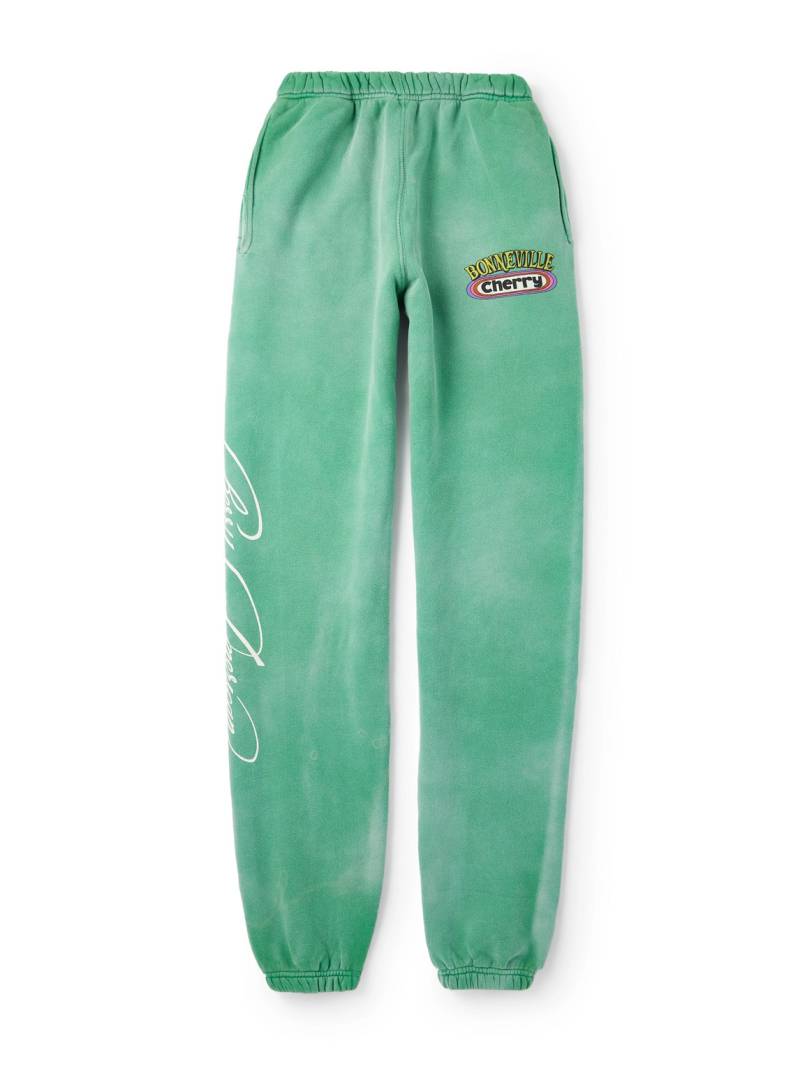 Cherry Los Angeles - Tapered Logo-Print Cotton-Fleece Sweatpants - Men - Green - M von Cherry Los Angeles