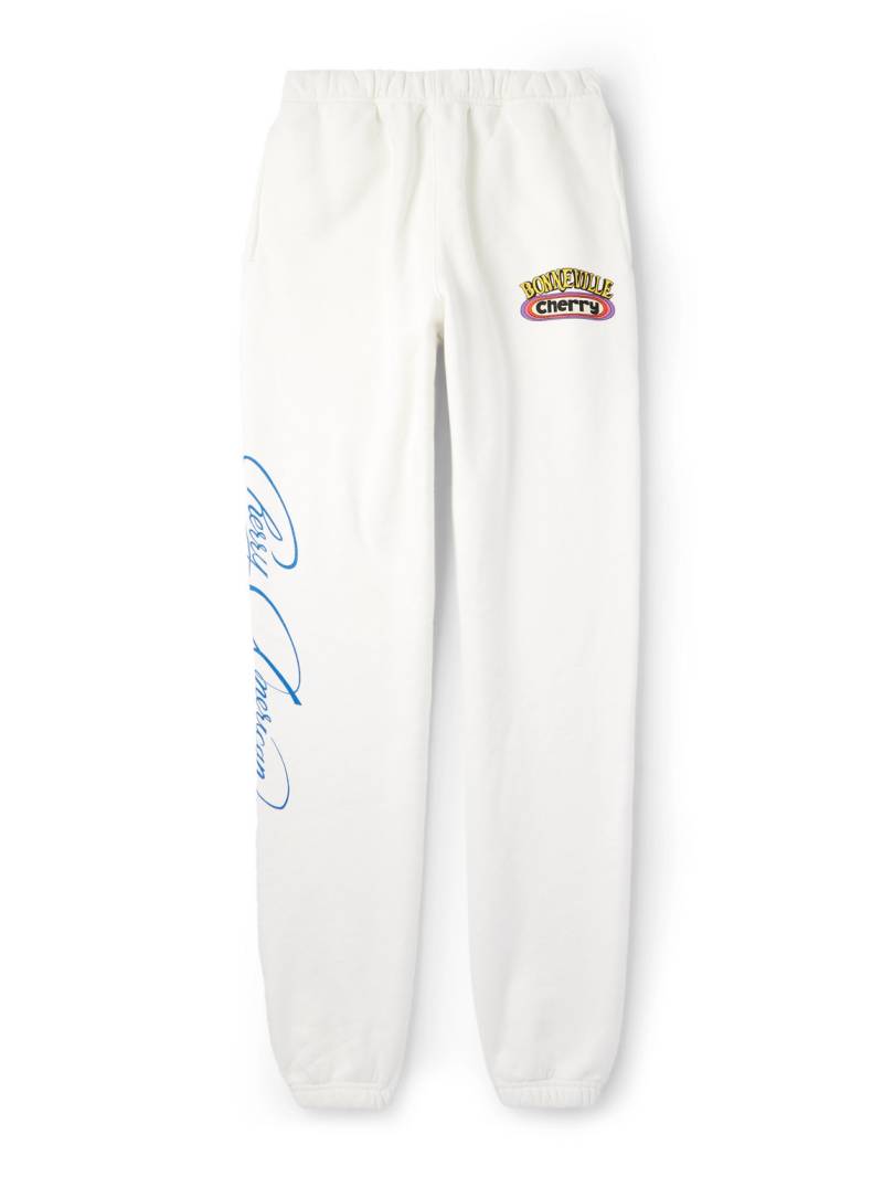 Cherry Los Angeles - Tapered Logo-Print Cotton-Fleece Sweatpants - Men - White - M von Cherry Los Angeles